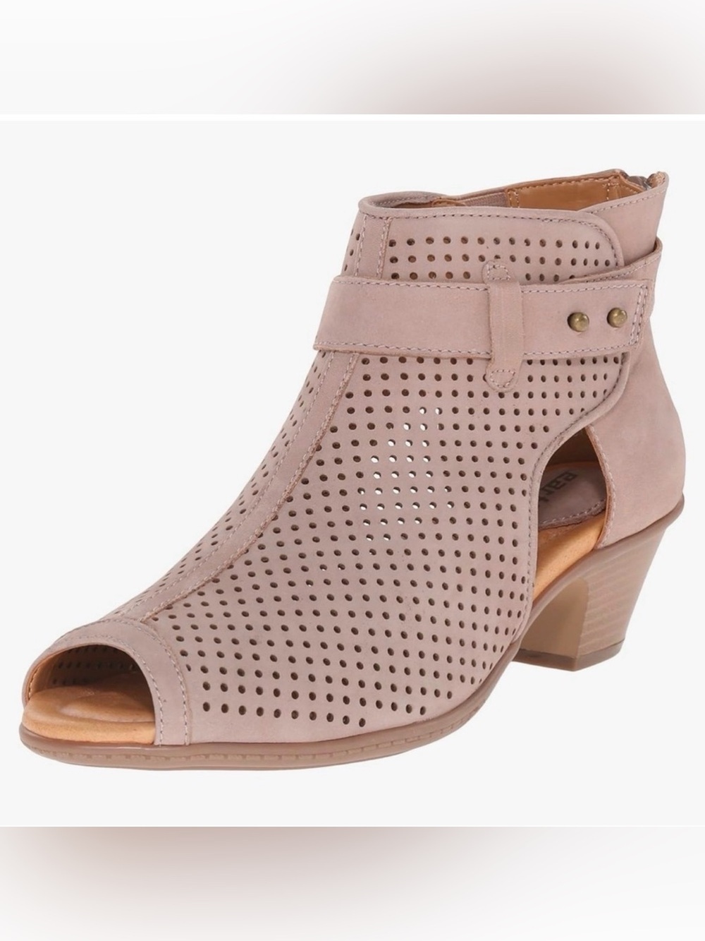 Earth Origins Intripid Perforated Peep Toe Ankle Booties Taupe Leather Sz 8 New